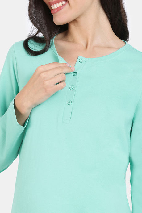 Zivame Maternity Desi Drama Knit Cotton Pyjama Set - Florida Keys — image 5